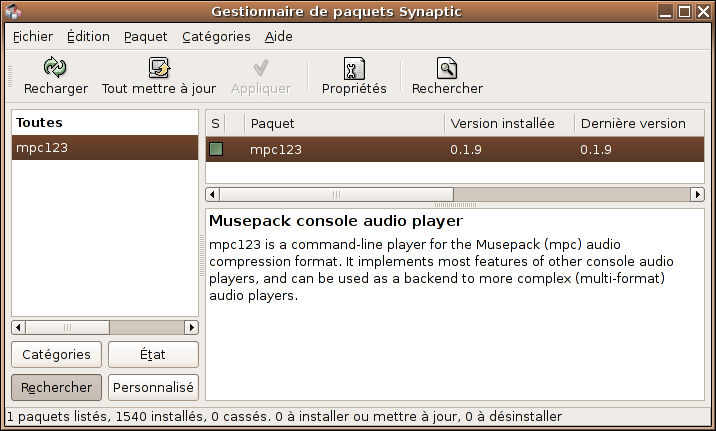 synaptic montrant mpc123